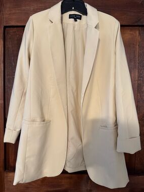 Love Tree Cream Open-Front Blazer Jacket